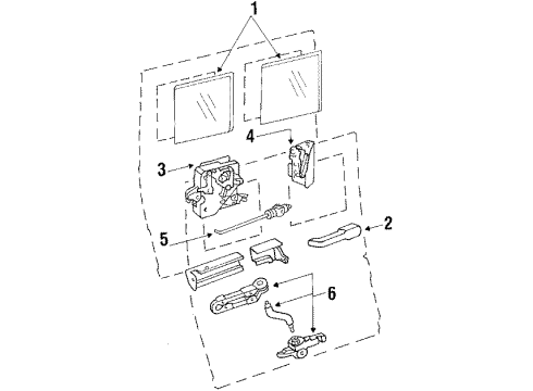 1989 Ford E-150 Econoline Glass - Side Door Diagram