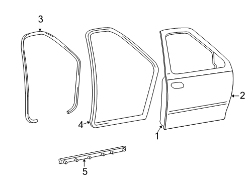 2001 Ford F-150 Weatherstrip On Body, Front Diagram for YL3Z-1620708-AA