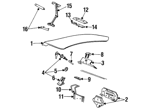1993 Ford Mustang Trunk Lid & Components Diagram