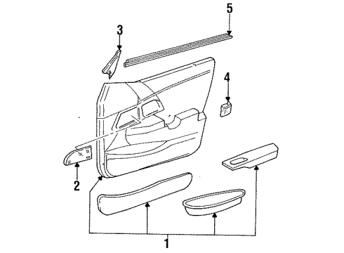 1992 Mercury Sable Interior Trim - Front Door Diagram