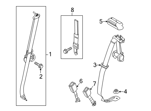 2022 Ford F-350 Super Duty Rear Seat Belts Diagram