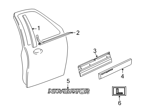 2015 Lincoln Navigator Exterior Trim - Front Door Diagram