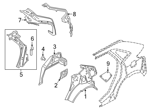 2020 Lincoln Nautilus Inner Bracket, Rear Driver Side Diagram for FT4Z-18A017-D