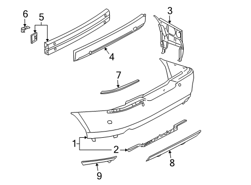 2005 Lincoln LS Impact Bar, Rear Diagram for 6W4Z-17906-A