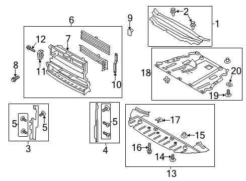 2013 Lincoln MKZ Splash Shields Diagram