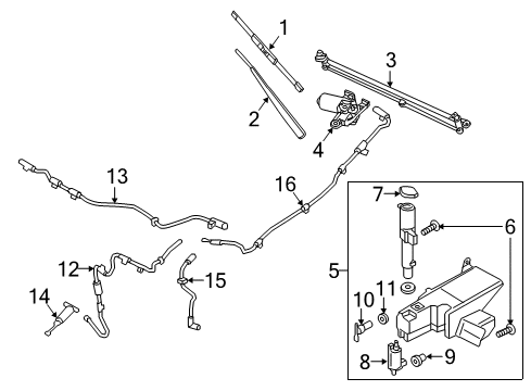 2022 Ford F-350 Super Duty Wiper & Washer Components Diagram