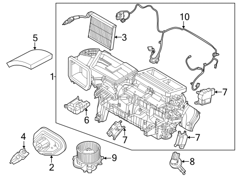 2025 Ford Mustang A/C Evaporator & Heater Components Diagram