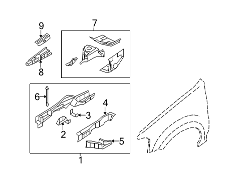 2012 Ford Escape Structural Components & Rails Diagram