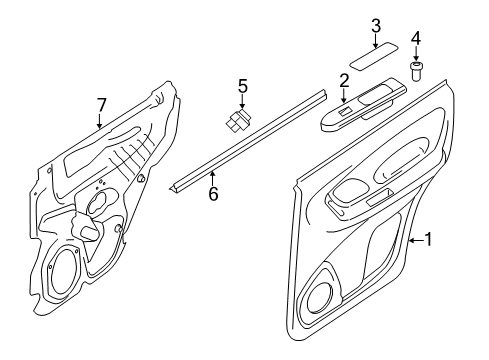 2011 Mercury Mariner Interior Trim - Rear Door Diagram