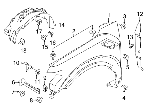 2019 Ford F-150 Fender, Front Passenger Side Diagram for HL3Z-16005-A