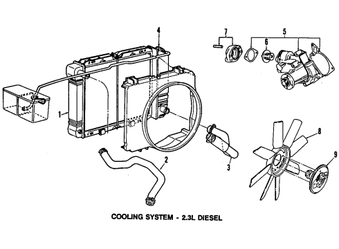 1985 Ford Ranger Radiator & Components Diagram 3 - Thumbnail