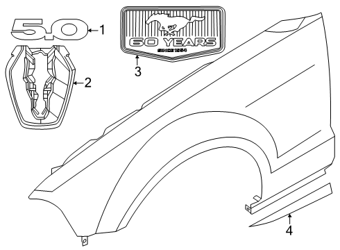 2025 Ford Mustang Exterior Trim - Fender Diagram