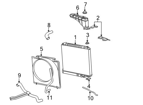 2003 Ford Excursion Radiator & Components Diagram