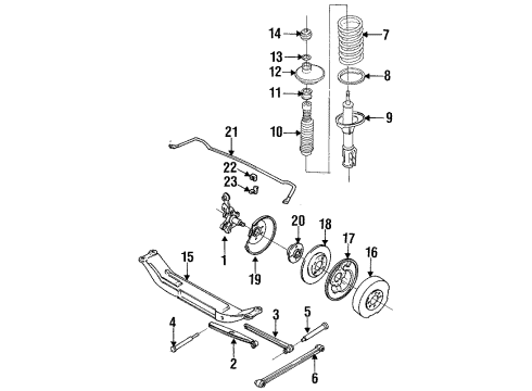 1994 Mercury Tracer Control Arm Bolt Diagram for FOCZ-5Z997-A