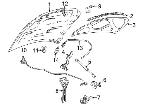 2003 Lincoln Navigator Hood & Components Diagram