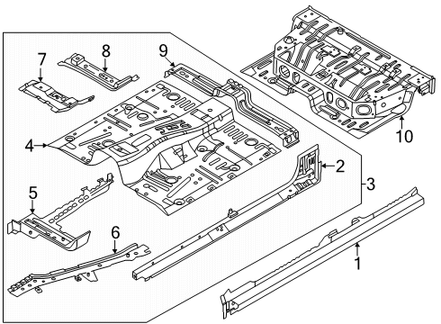 2024 Ford Ranger Floor & Rocker Diagram
