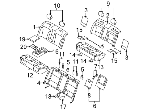 2013 Lincoln MKS Rear Seat Components Diagram