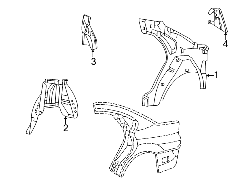 2004 Mercury Sable Wheelhouse Support, Rear Passenger Side Diagram for YF1Z-5429332-AA