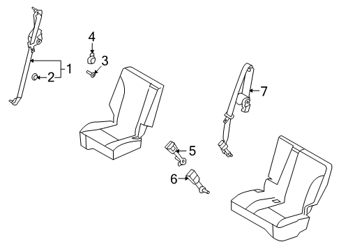 2007 Lincoln MKX Rear Seat Belts Diagram