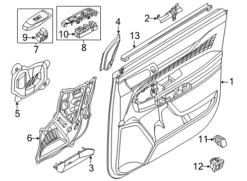 2024 Ford Ranger Interior Trim - Front Door Diagram