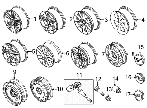 2012 Ford Mustang Wheel Covers & Trim Diagram