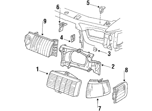 1986 Mercury Sable Headlamp Components Diagram