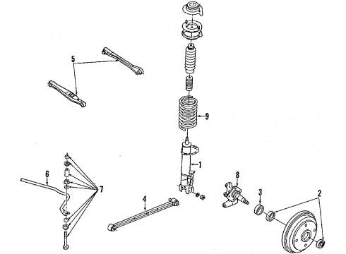 1988 Mercury Tracer Stabilizer Bar & Components Diagram
