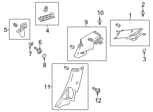 2017 Ford Focus Pillar Trim, Rear Upper Driver Side Diagram for CV6Z-5452019-AA