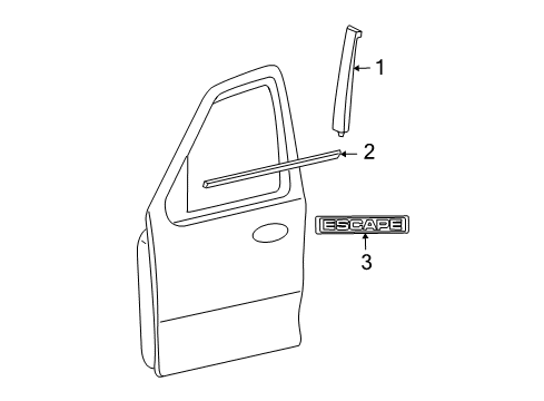 2011 Ford Escape Exterior Trim - Front Door Diagram