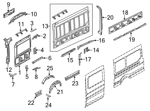 2023 Ford Transit-250 Reinforcement Assembly - Bodyside Diagram for BK3Z-6128409-J