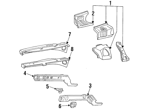 1994 Mercury Cougar Apron Assembly, Front Driver Side Diagram for F7LZ16055AA