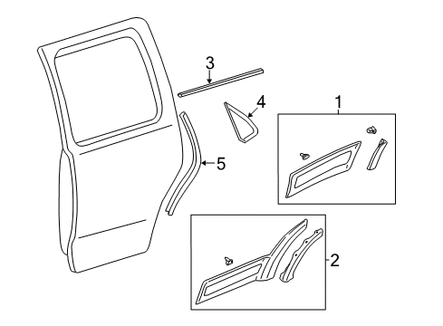 2003 Ford Escape Exterior Trim - Rear Door Diagram