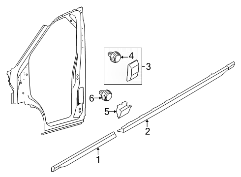 2025 Ford Transit-150 Exterior Trim - Pillars Diagram