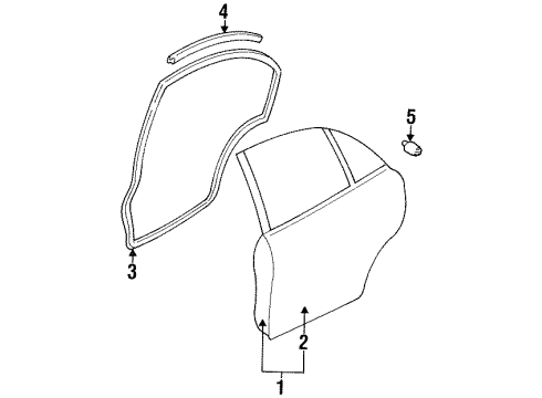 1997 Mercury Tracer Door Shell, Rear Passenger Side Diagram for F7CZ7424630BA