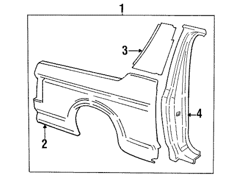 1992 Ford Bronco Quarter Panel & Components Diagram