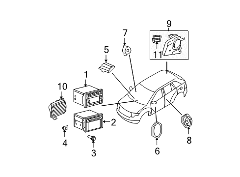 2008 Ford Edge Front Driver Speaker, Rear Diagram for 6U5Z-18808-NA