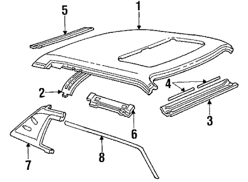 1984 Ford Mustang Roof & Back Glass Diagram