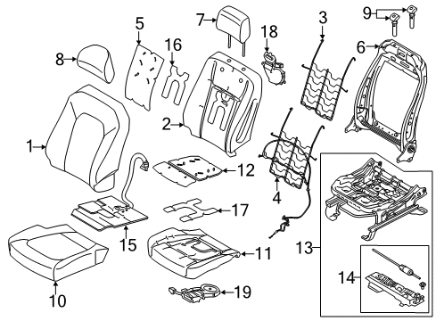 2017 Ford F-150 Seat Cushion Pad, Front Driver Side Diagram for FL3Z-1663223-D