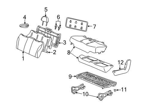 2004 Mercury Monterey Seat Frame, Rear Center Diagram for 3F2Z-1763160-BA