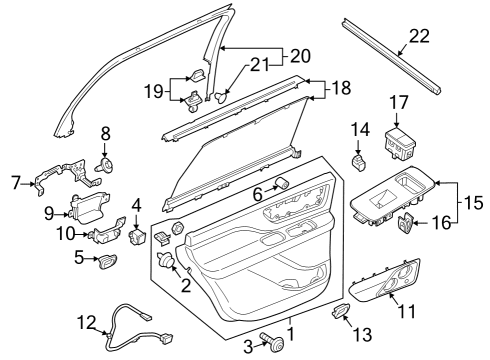2024 Lincoln Aviator Interior Trim - Rear Door Diagram