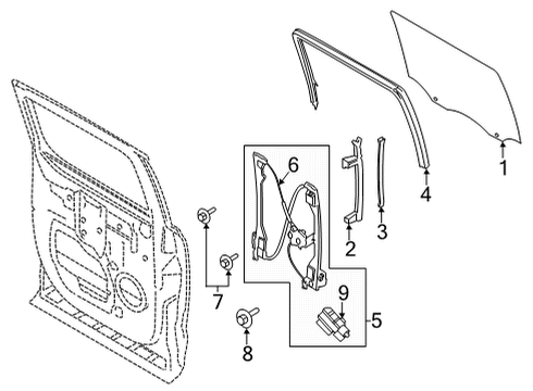 2022 Ford F-150 Glass - Door Diagram 3 - Thumbnail