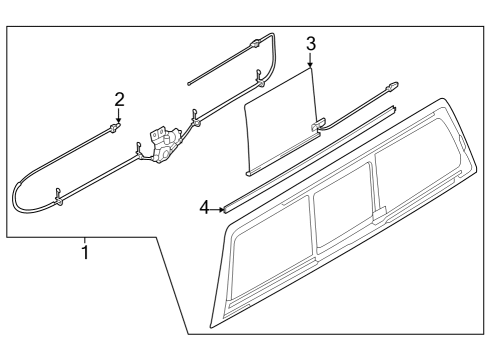 2024 Ford F-350 Super Duty Glass & Hardware - Back Glass Diagram