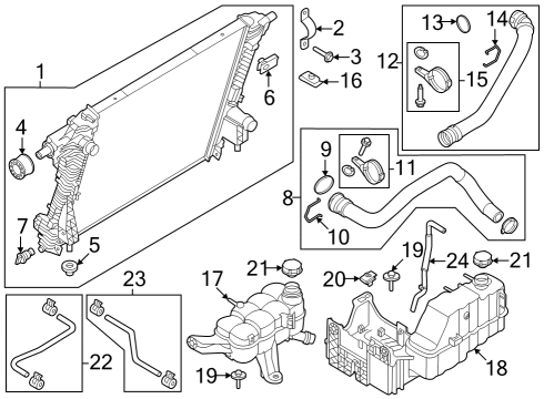 2024 Ford F-350 Super Duty Radiator & Components Diagram