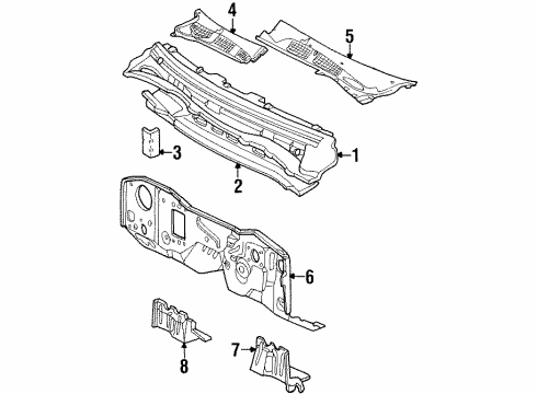 1997 Mercury Grand Marquis Vent Screen, Passenger Side Diagram for F8AZ-54018A16-AAA
