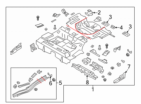 2016 Ford Fusion Rear Floor & Rails Diagram