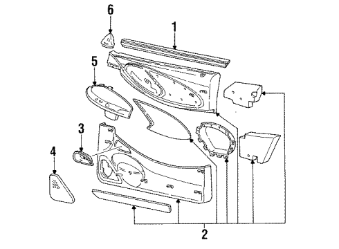 1995 Ford Mustang Interior Trim - Door Diagram 2 - Thumbnail