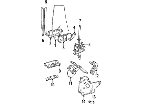 1988 Ford Mustang Glass & Hardware - Quarter Panel Diagram