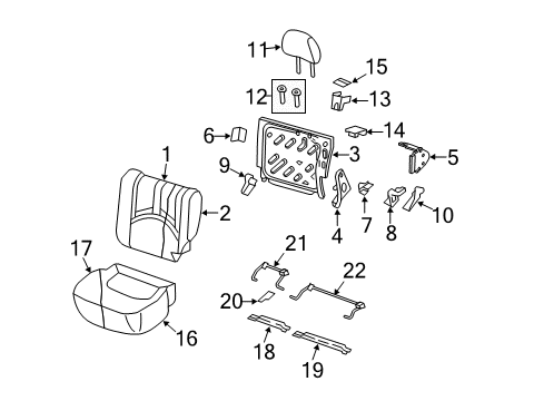 2009 Ford Escape Rear Seat Components Diagram 2 - Thumbnail