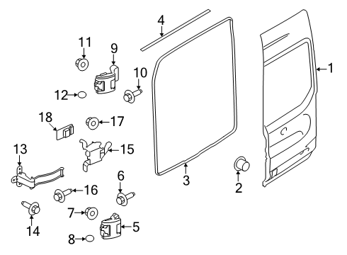 2025 Ford Transit-150 Back Door & Components Diagram
