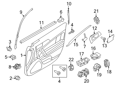 2010 Lincoln MKZ Interior Trim - Front Door Diagram